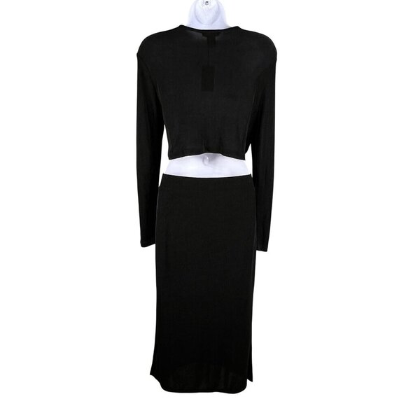Sincerely Jules NWT Womens L Black Twist-Front Cropped Top Midi-Maxi Skirt Set - Picture 3 of 16